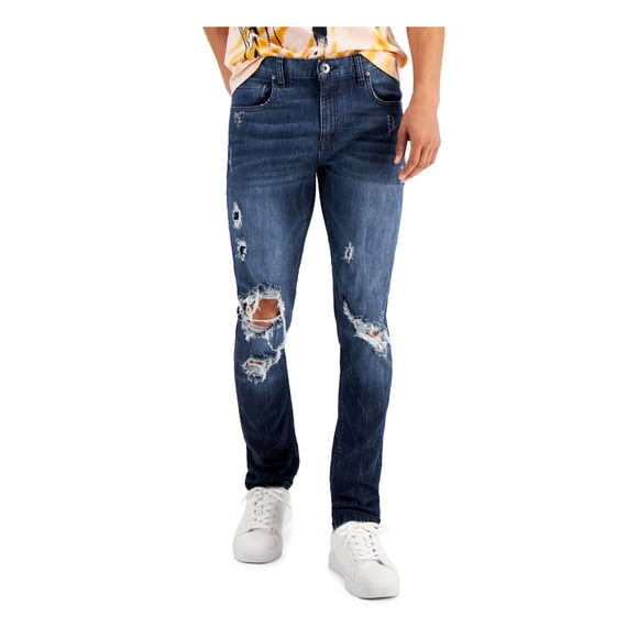 INC Mens Blue Flat Front, Skinny Fit Denim Jeans 36W\32L