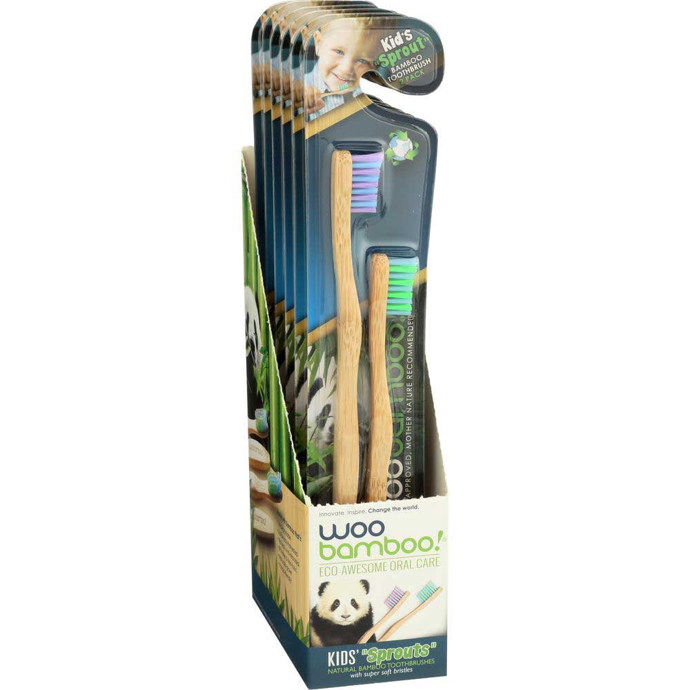 Woobamboo Kids Sprout Super Soft Bamboo Toothbrush, 2 count -- 6 per Case.