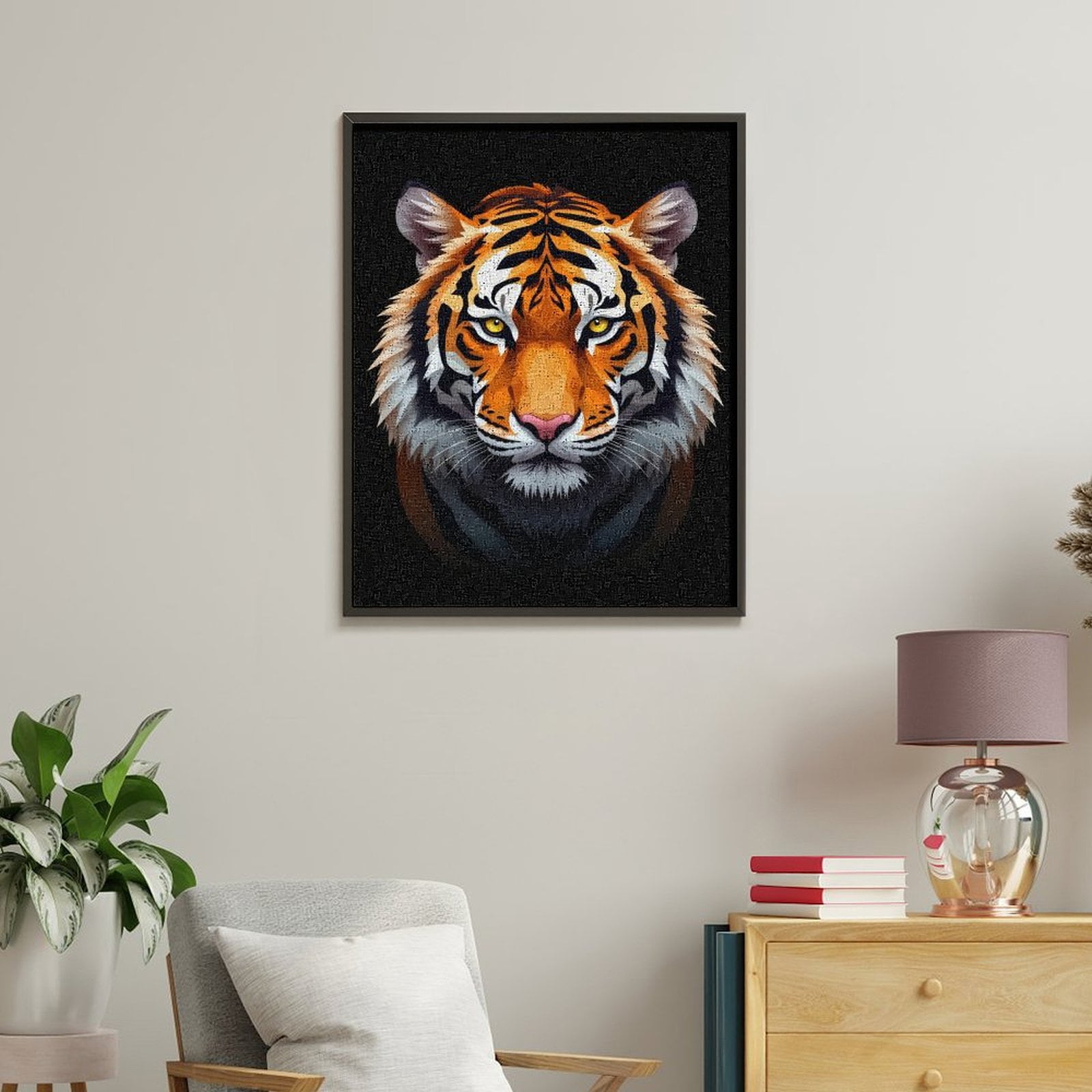 Paint By Numbers Kit for Adults Beginner - DIY Tiger Geometric Art Design Canvas Painting Kits for Adults, Frameless Paint By Number for Adults for Home Wall Decor 16x20 Inch