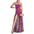 thumbnail image 1 of Faithtur Tube Top Robe Slim Bustier Dos Sans Maille Patchwork Tropical Léopard Imprimé Haute Fente Longue Robe pour Soirée Club, 1 of 7