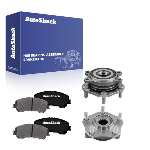 AutoShack Front Ceramic Brake Pads   Wheel Hub Bearing Assemblies with ABS Replacement for 2014-2019 Nissan Rogue 6-PC Kit