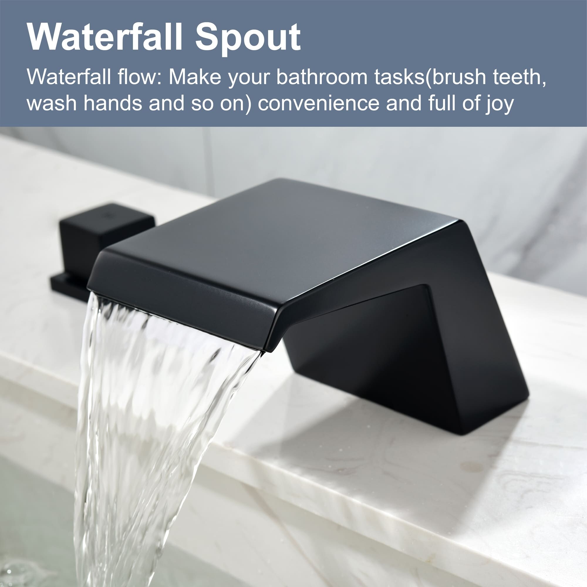 Senlesen Modern Waterfall Bathroom Faucet – Widespread 8-Inch Deck Mount, Single Lever (Chrome/Nickel/Black Options)