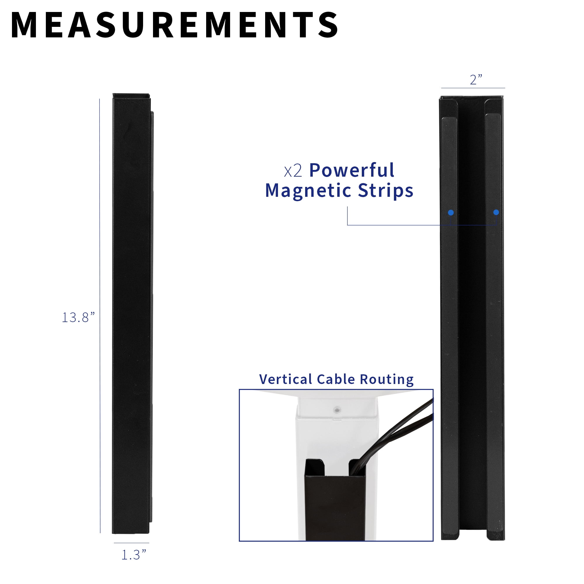 VIVO Black Magnetic Vertical Cable Management Channel, Wire Organizer