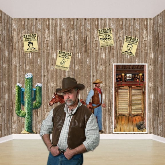 Party Central Pack of 6 Brown and Beige Western Barn Rectangular Wall Decors 30'