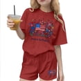thumbnail image 1 of Odeerbi Camiseta de Manga Corta Con Estampado Patriótico Del Día de La Independencia de Las Niñas Con Pantalones Cortos Set de 2 Piezas, 1 of 6