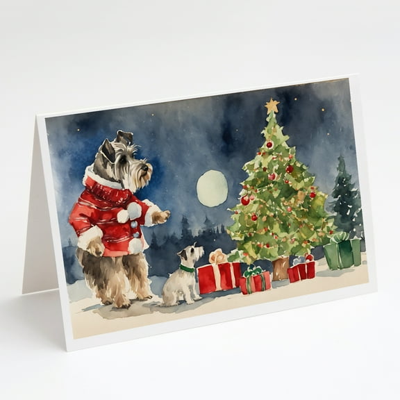 Schnauzer Christmas Greeting Cards and Envelopes Pack of 8 7 in x 5 in