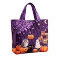 thumbnail image 3 of Resuable Eco Shopping Bag,Halloween Pumpkin Ghost 2D Embroidery Pattern Carry on Bag,Halloween Tote Gift Bags, 3 of 4