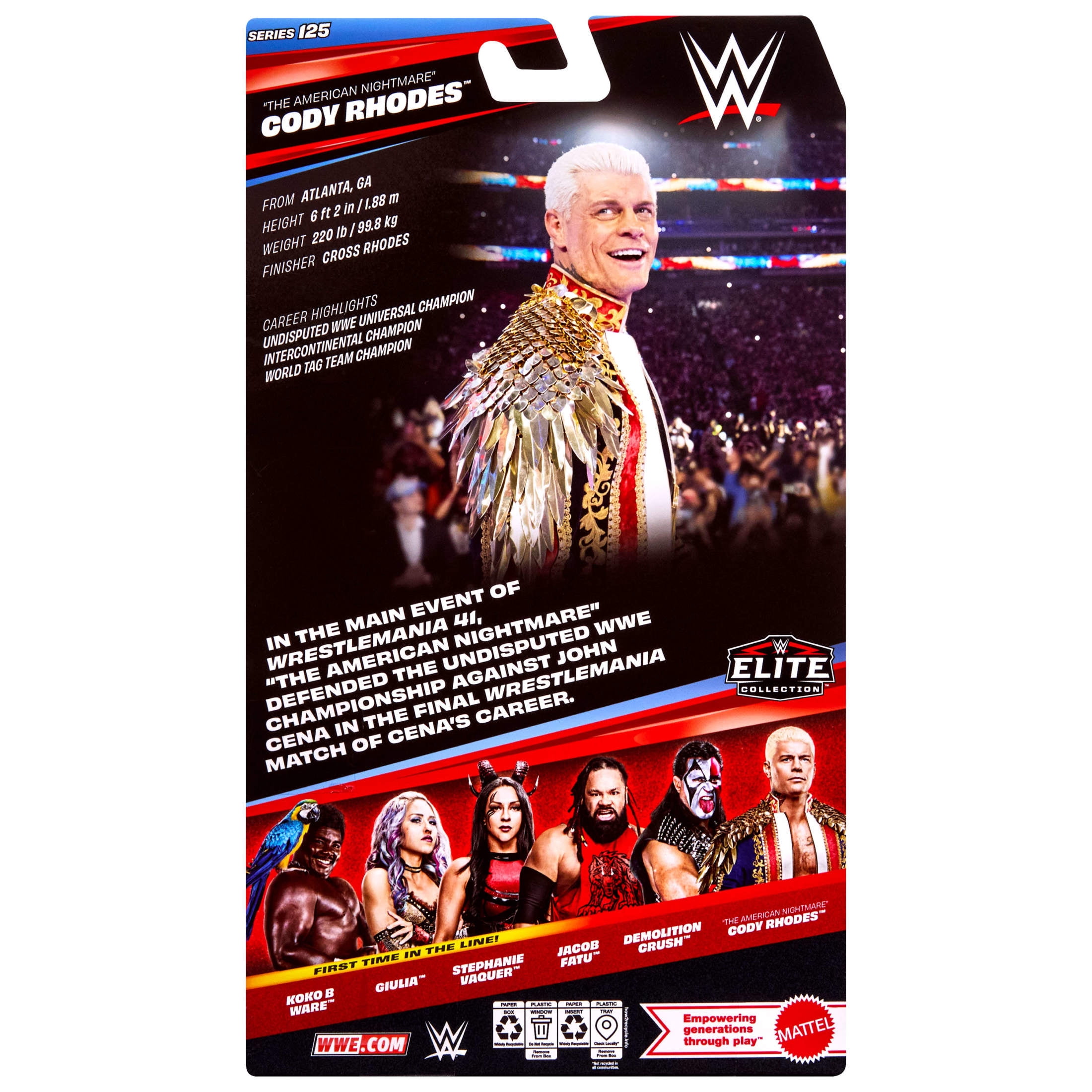 WWE Elite Cody Rhodes Action Figure, Series #125 Set, 6-inch Collectible with Articulation & Accessories