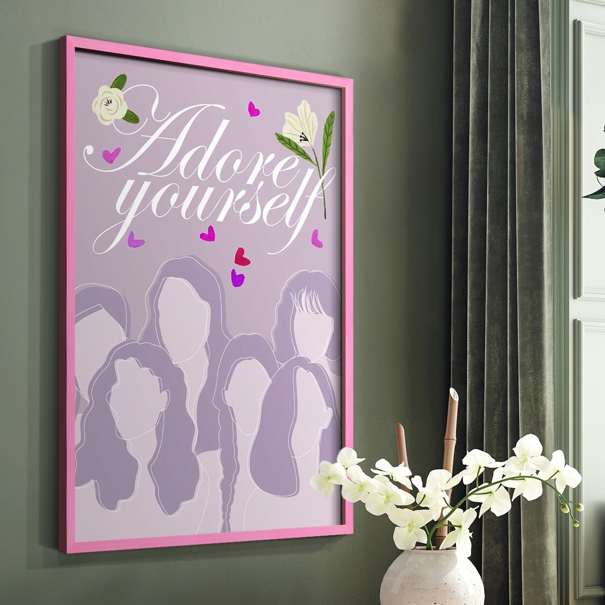 Happy Galentine's Day Collection B Framed Print in Pink Solid Wood Framed Print No Nail Hanging
