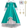thumbnail image 2 of Zydvens G*irls Halloween Princess Cosplay Costume for - High-Low Turquoise Halloween Dress Up Set with Accessories - for Halloween Cosplay Dress Up（Style A）, 2 of 8