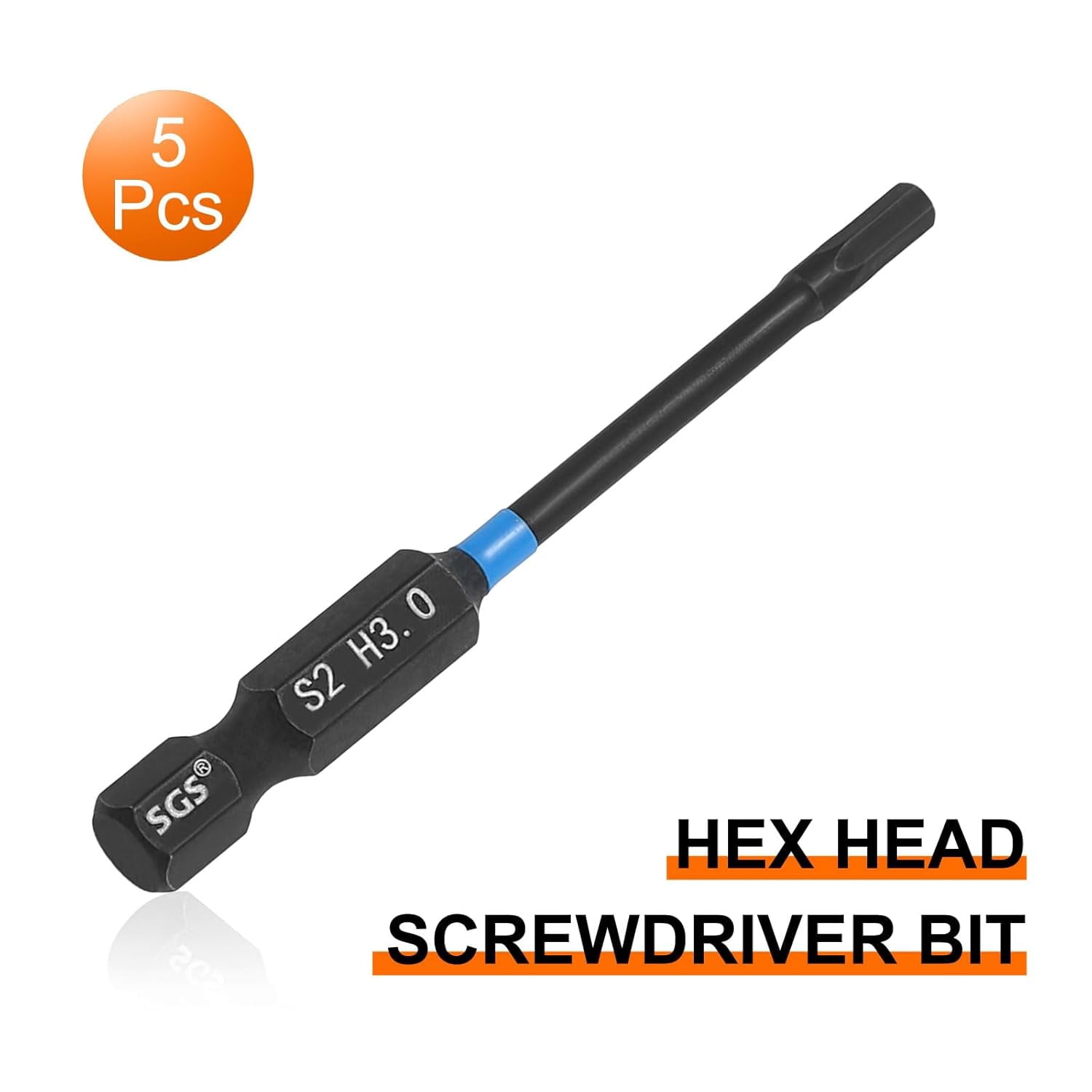 FRKSMD-5pcs Hex Head Wrench Drill Bit 3mm(H3) 1/4" Hex Shank 2.56"(65mm) Length S2 Steel Magnetic Hexagon Impact Drivers Metric Screwdriver Bit