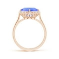 thumbnail image 2 of ANGARA Natural Claw-Set Cushion 3.8 ct Tanzanite Cocktail Halo Ring in 14K Rose Gold for Women (Size-9mm) | December Birthstone, Birthday, Anniversary, Jewelry Gift for Women | Natural Tanzanite Ring, 2 of 8