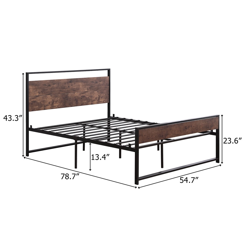 Kepooman Retro Style Black Metal Double Bed Frame Bed with Foot Black, 56.3"L x 15.75"W x 5.31"H, Full Kepooman Retro Style Black Metal Double Bed Frame Bed with Foot Black, 56.3"L x 15.75"W x 5.31"H, Full
