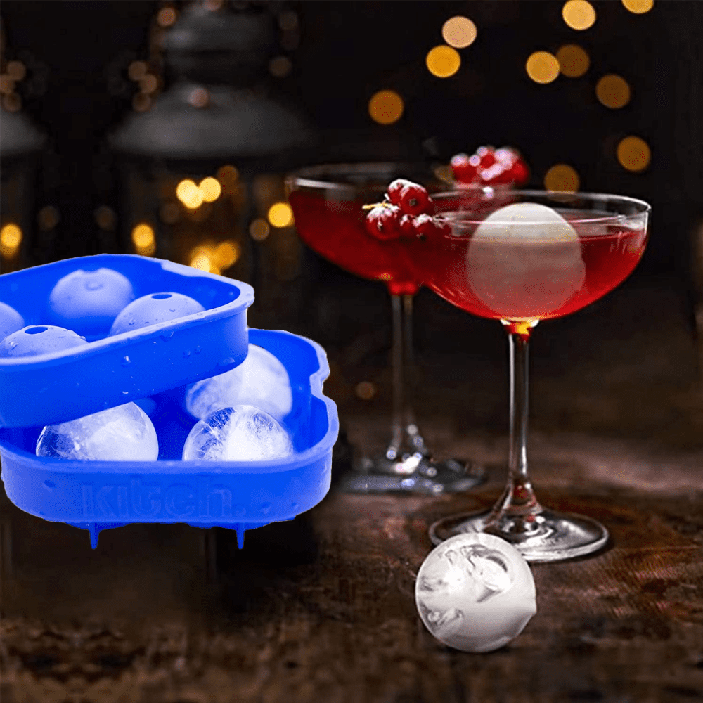 Meetall 2 Pack Round Large Ice Ball Mold for Whiskey,Cocktail and Soft  Drinks.Slow Melting,Long-lasting Chilled,Super Large Sphere Ice Cube