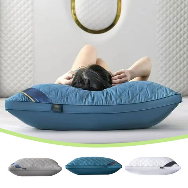 Almohada de Espuma Viscoelástica de Altura Ajustable | Transpirable y Lavable | Sin Olor Ni Deformación | Material Natural | 74 X 48 Cm (Blanco, Azul, Gris)
