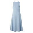 thumbnail image 4 of YABCSAZ Womens Plus Size Summer Dresses Flowy Casual Loose Sleeveless Long Maxi Dresses Solid Color V-Neck Button Front Pocket Sundress Beach Tunic T Shirt Midi Dress (Blue), 4 of 9