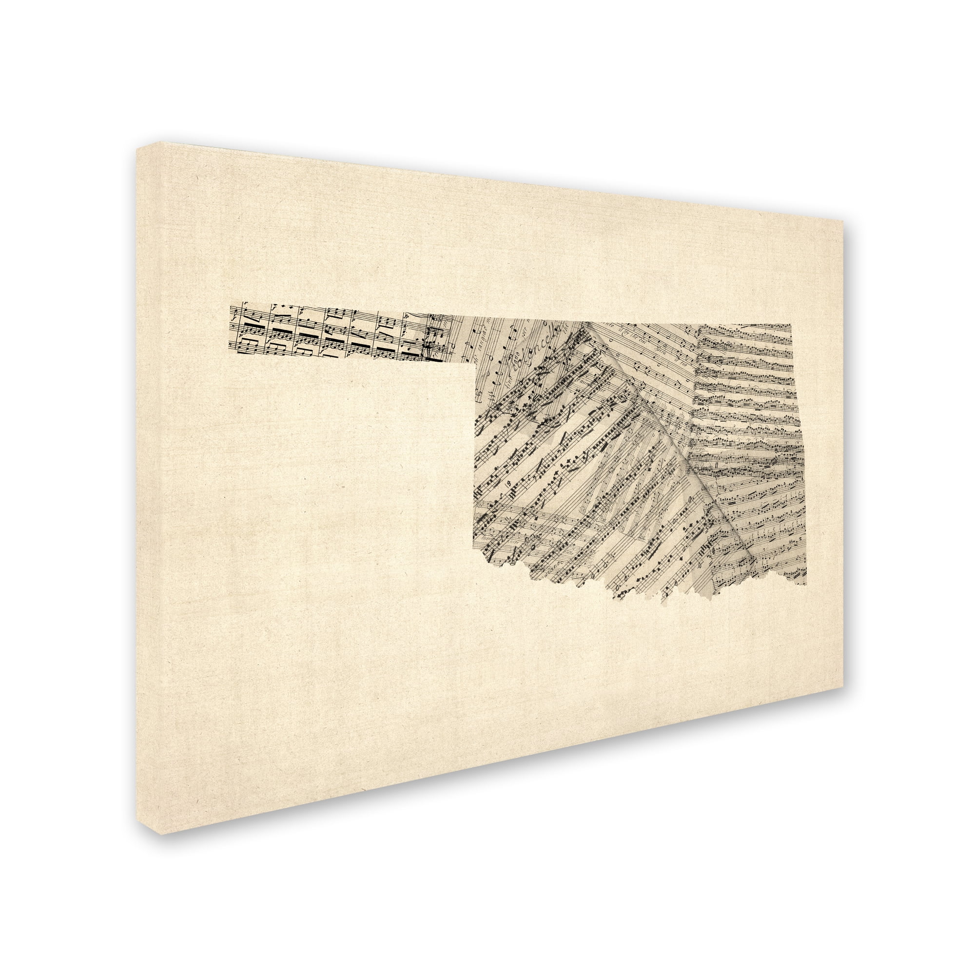 Trademark Fine Art "Old Sheet Music Map of Oklahoma" Canvas Art by Michael Tompsett