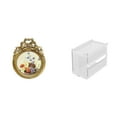 thumbnail image 1 of Marco de fotos redondo pequeño vintage dorado, marco de fotos decorativo ornamentado de resina, caja de pañuelos de papel, caja de almacenamiento de p, 1 of 8