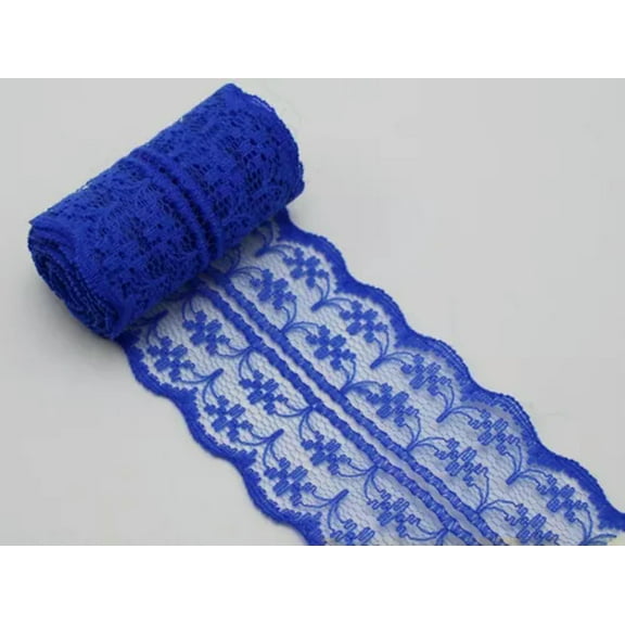 EOEMY 10 Meters Bilateral Handicrafts Embroidered Lace Trim Ribbon Pick Your Color-Royal Blue