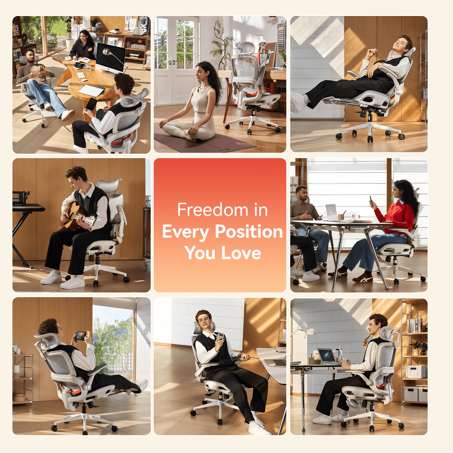 SIHOO B100 PRO Ergonomic Office Chair with Footrest, Mesh Office Chair with Adaptive Lumbar Support, Computer Chair with Wide Headrest, Desk Chair with 360° Rotatable Flip-Up Armrests, Light Grey