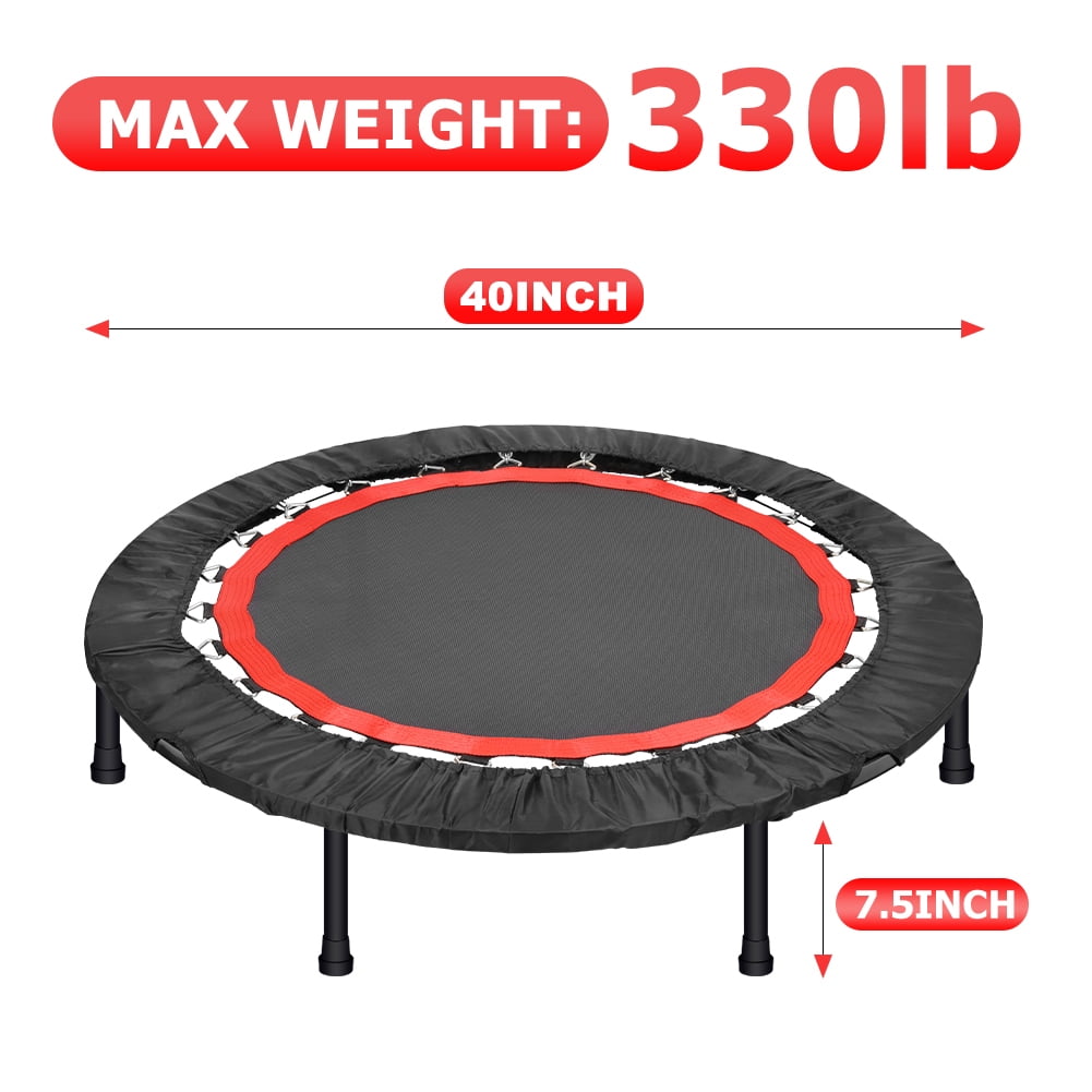 suitable for Kids over 8 years old and Adults 40in Foldable Small Fitness Trampoline with Handle for Outdoor and Indoor use ONETWOFIT Trampoline Weight Capacity: 150 kg OT017 
