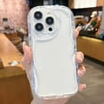 thumbnail image 3 of ML Transparent Phone Case For iPhone 15 14 13 12 11 Pro Max X XR XS 8 7 6 6S Plus SE  Solid Color 3D Curly Wavy Silicone Cover, 3 of 5