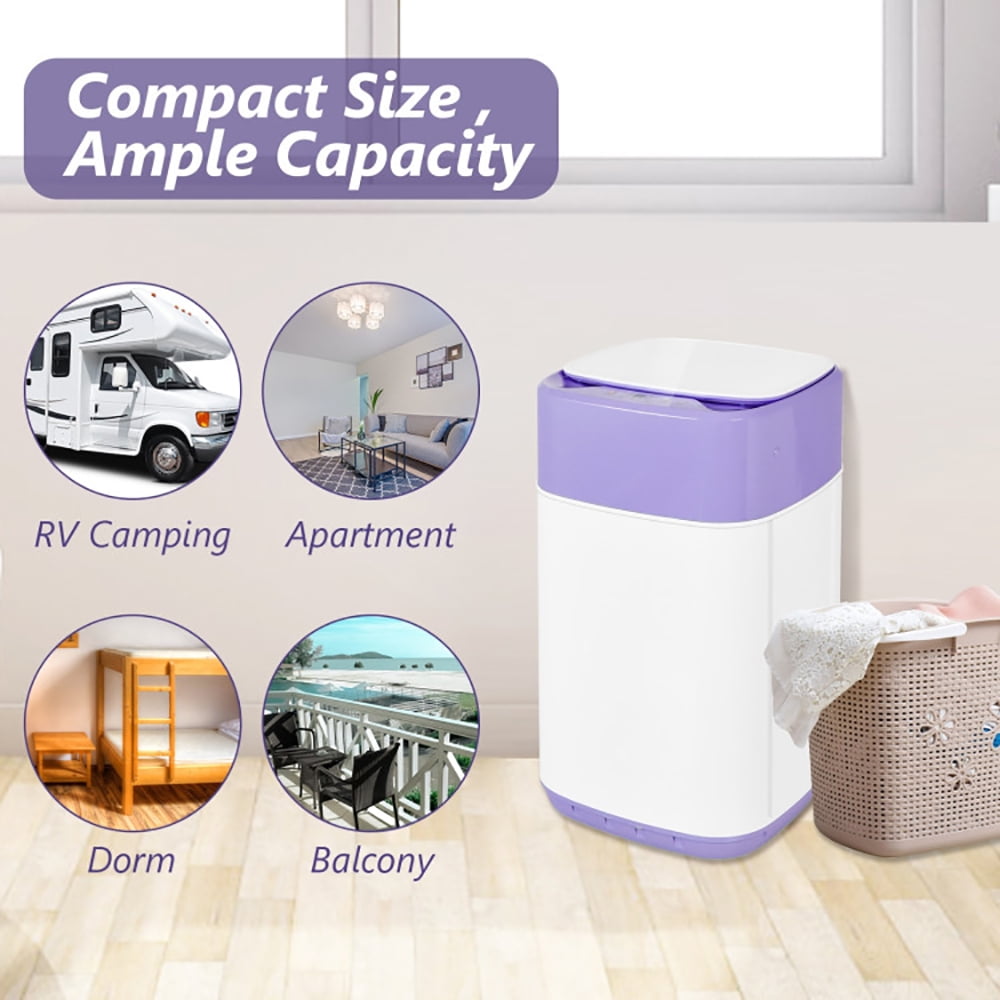 GVN Space Saving Full-Automatic Washer,Washing Machine,8lbs Portable Fully Automatic Washing Machine with Drain Pump-Purple