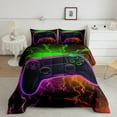 thumbnail image 2 of Ensemble de Literie Gaming - Ensemble de Literie Gamer pour Garçons, Design Éclair Coloré Rouge Vert Violet Décoration de Chambre Gamer pour Garçons, 2 of 5