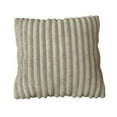 thumbnail image 3 of Home Design Laconia 18"x18" Square Velvet Pillow Covers, Set of 4, Soft Fluffy Striped Design for Sofa, Bedroom, or Living Room, Light Beige, 3 of 4