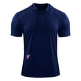 thumbnail image 4 of Ecqkame Men's Fashion Hoodies Sweatshirts Short Sleeve Workout Muscle Tops Fashion Athletic Pocket Drawstring Hooded Shirts 01-Navy XL, 4 of 9