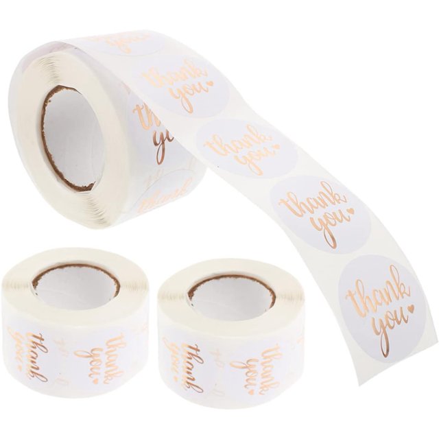 Woeilo 3 Rouleaux d'Étiquettes Autocollants de Tissu Autocollants Merci Autocollants Ronds pour Petites Entreprises Autocollants Adhésifs Étiquettes Autocollants Accessoires