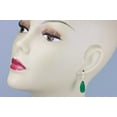 thumbnail image 4 of Sterling Silver Simulated Emerald Earrings Green Smooth Long Teardrops Briolettes Designed for Adult Women, 4 of 4