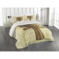 thumbnail image 2 of Ambesonne Egyptian Quilted Coverlet 3 Pcs, Antique Culture Sign, King Size, Cream Orange, 2 of 4