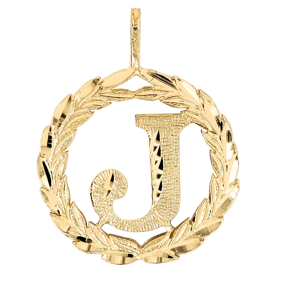 Details about   14k Yellow Gold Round Wreath Initial Letter 'E' Pendant