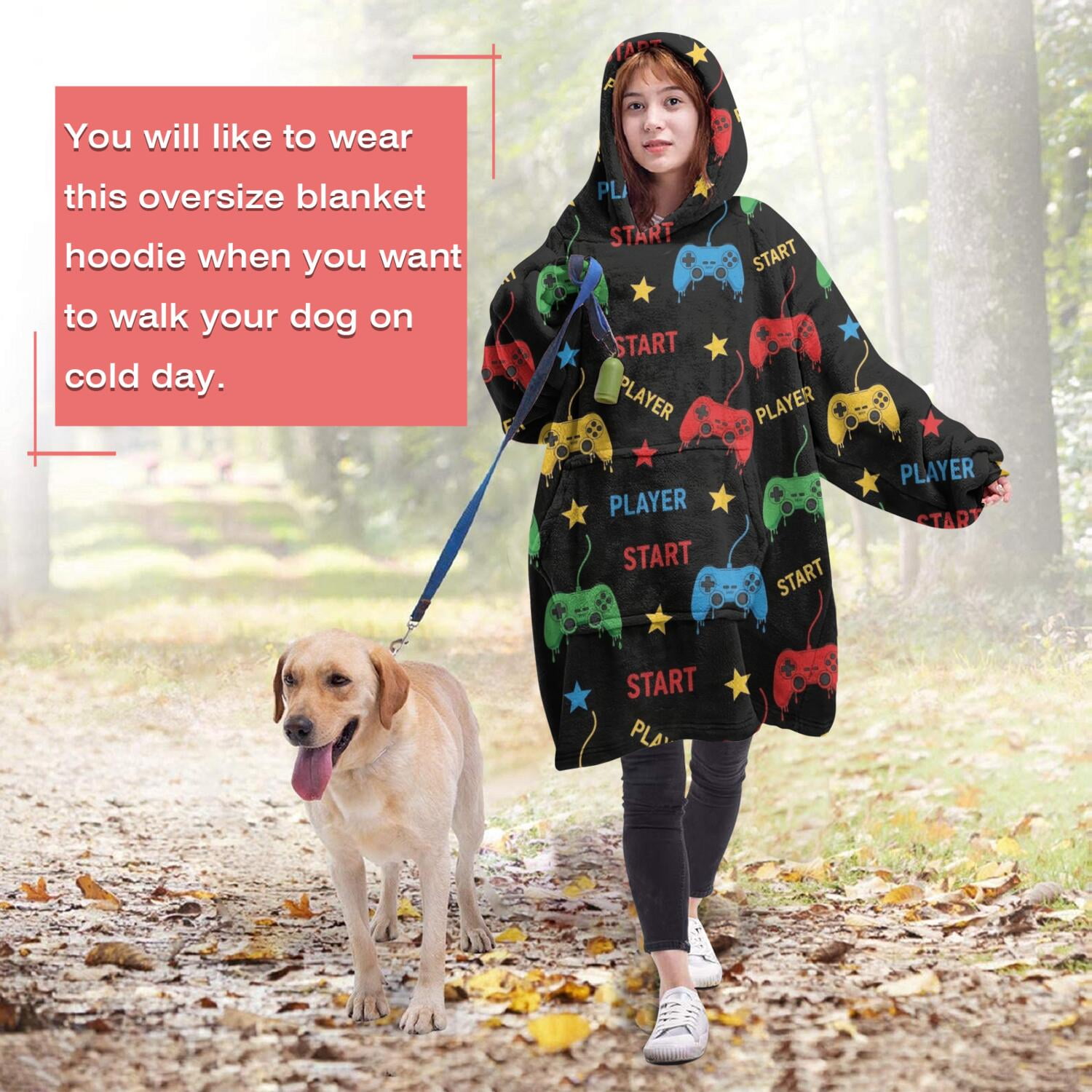 Wearable Oversized Blanket,Multicolor Controllers Games Icons Black Pattern Wearable Blanket Hoodie for Adults,Cozy Hooded Blankets with Super Pockets,Super Warm Fuzzy Pullover for Women & Men