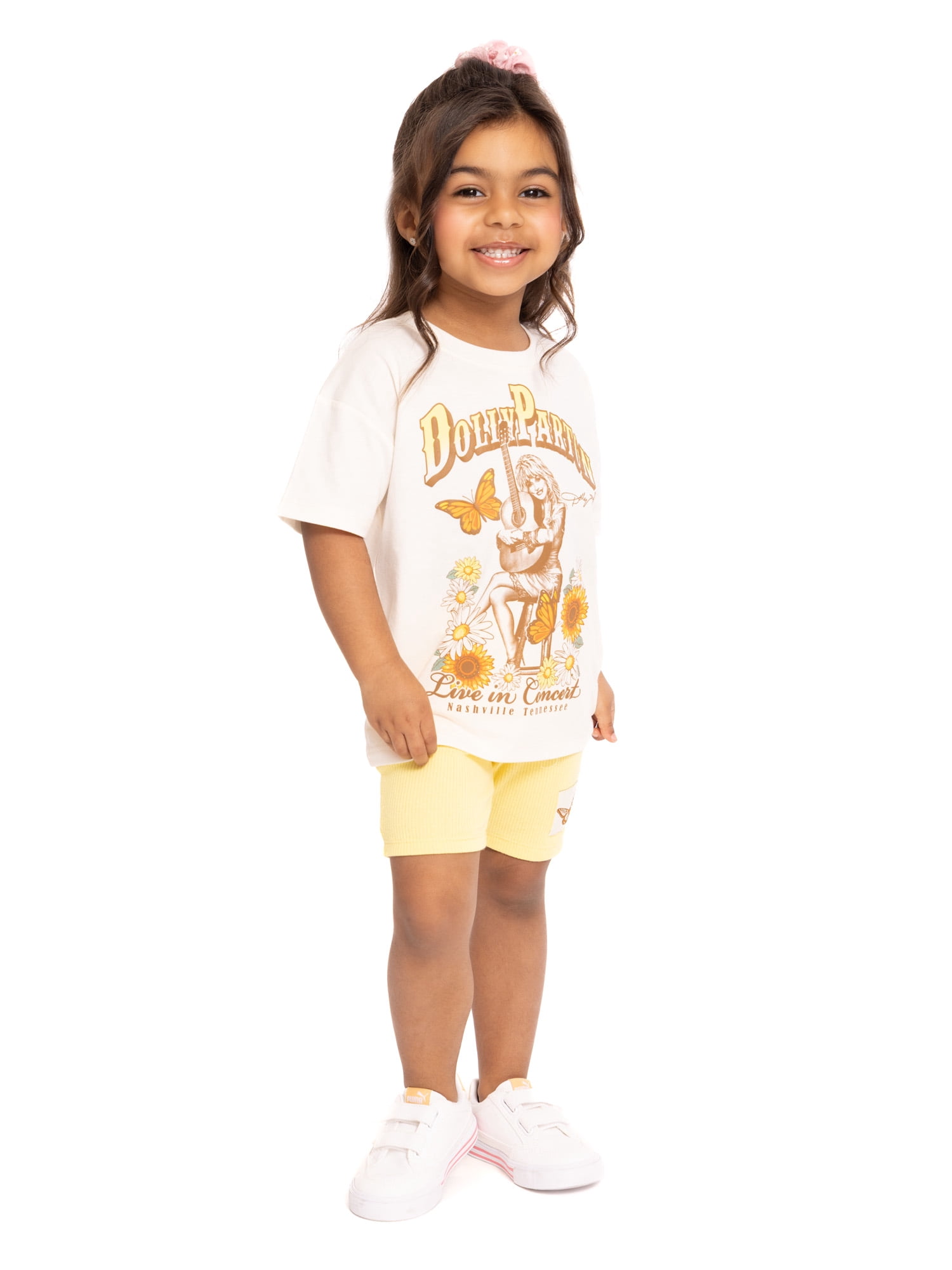 Dolly Parton Toddler Girls Graphic Tee and Bike Shorts Set, 2-Piece, Sizes 12M-5T