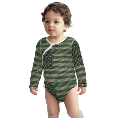 

Fotbe Jungle Green Camo USA Flag Pattern Unisex-baby Long-sleeve Bodysuit Long Sleeve Bodysuits One-piece 100% Organic Cotton for Infant Baby Boys Unisex-2 Years