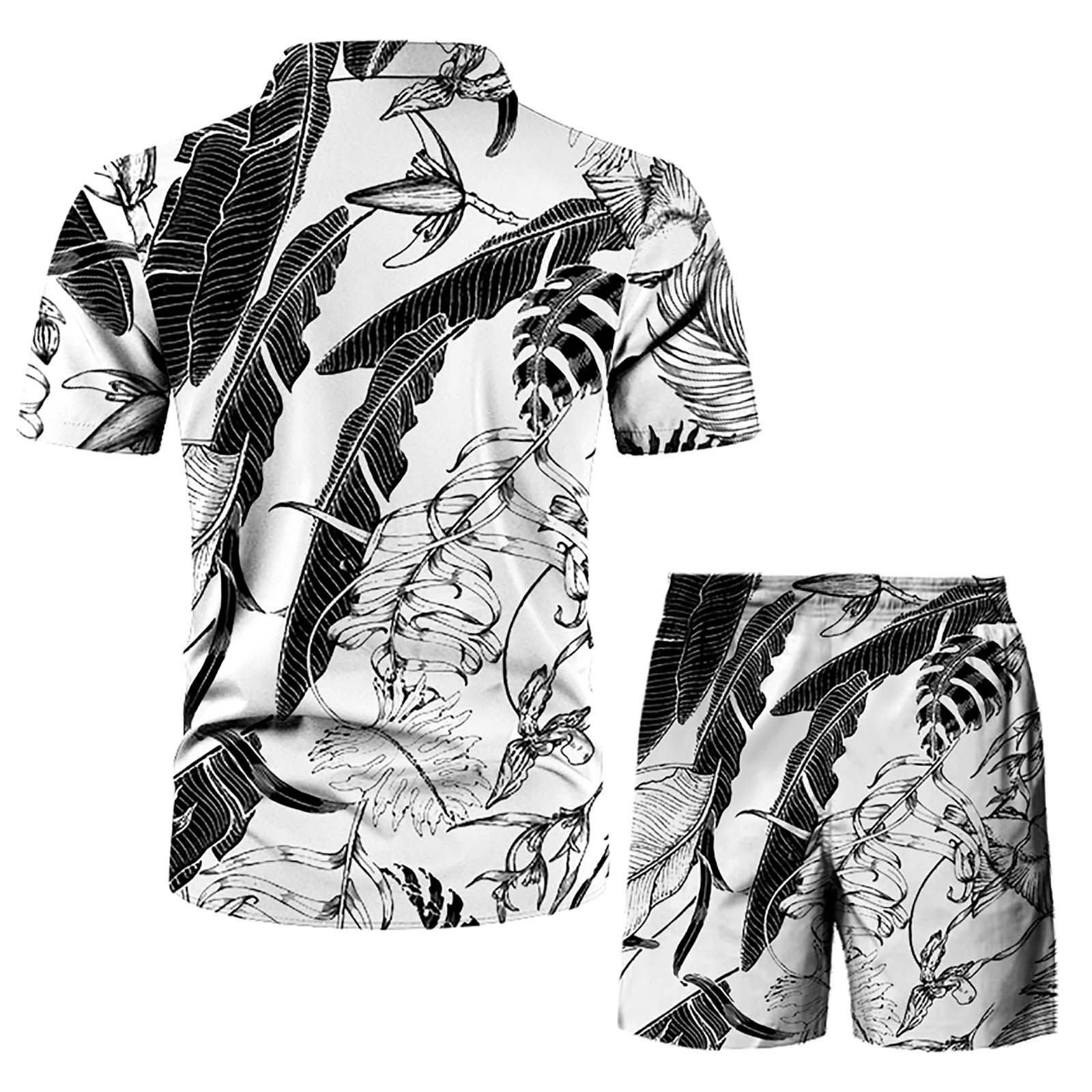 JXQXHCFS Men Hawaiian Style Casual Shirts Men's Short Sleeve Both