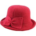 thumbnail image 2 of CoCopeaunts Plain Color Bucket Hat for Women Bow Decorated Imitation Mink Velvet Rolled Edge Basin Cap Outdoor Warm Cap for Girls, 2 of 8