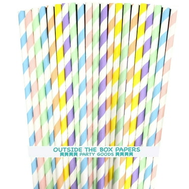 150 Pastel Stripe Paper Straws