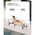 thumbnail image 6 of CIOKEA Outdoor Lounge Chair Set of 4, Foldable Aluminum Pool Chaise Lounge with 5 Positions Recliner, No Assembly, White, 6 of 8