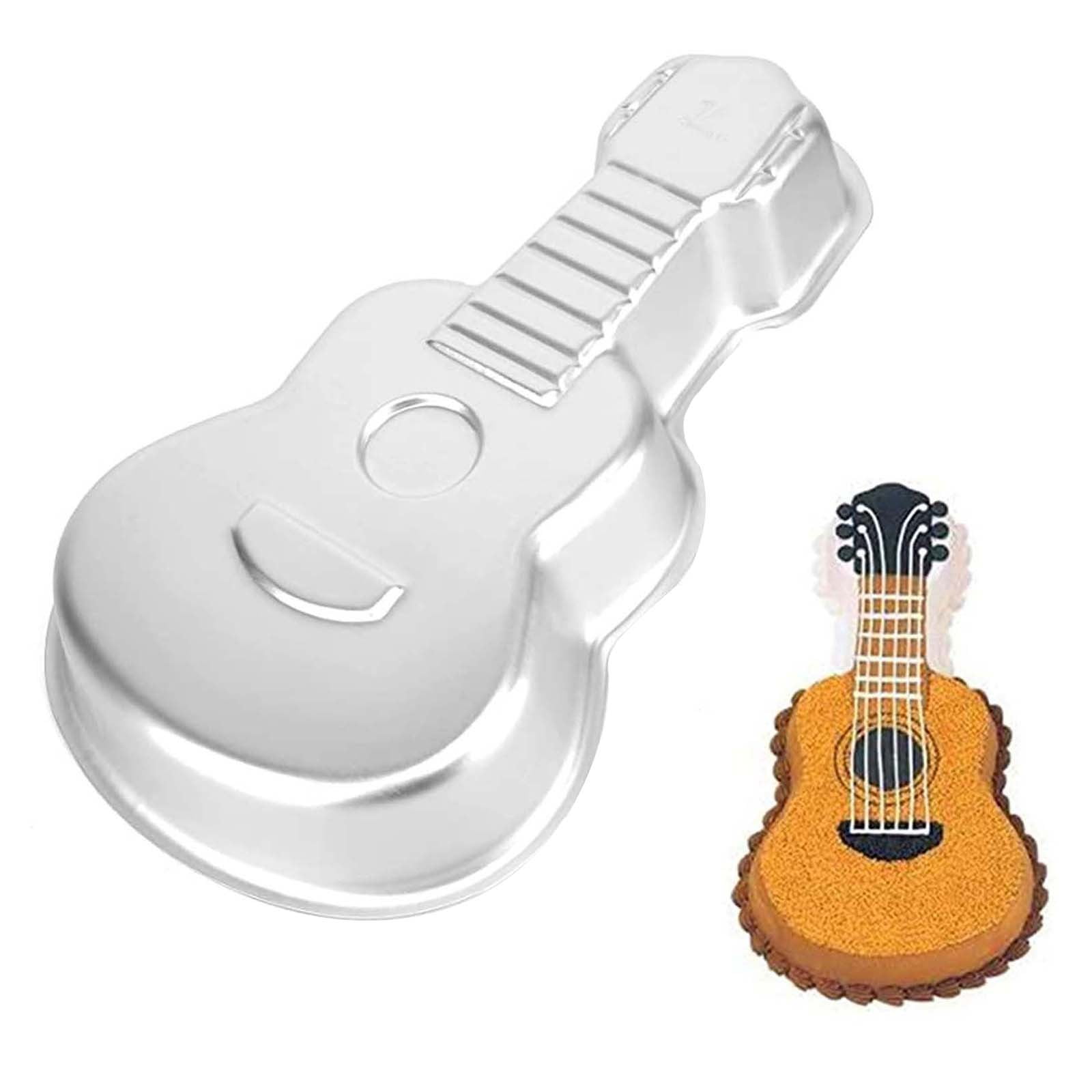 Unbranded Aluminum 3d Big Guitar Cake Pan Decorating Mould Baking Pan Diy Birthday Cake Mould Kitchen Supplies Silver