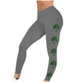 thumbnail image 3 of lcziwo Today's Lightning Sales, Women's St Patricks Day Running Leggings Shamrock Clover Print Soft Stretchy Yoga Pants High Waisted Tummy Control Tight Pants Gray XXL, 3 of 5