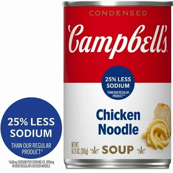 Campbell’s Condensed 25% Less Sodium Chicken Noodle Soup 10.75 oz Can (Pack of 3)