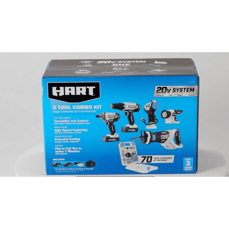 Hart 20-Volt 5-Tool Kit with 70-Piece Accessory Set Hart 20-Volt 5-Tool Kit with 70-Piece Accessory Set