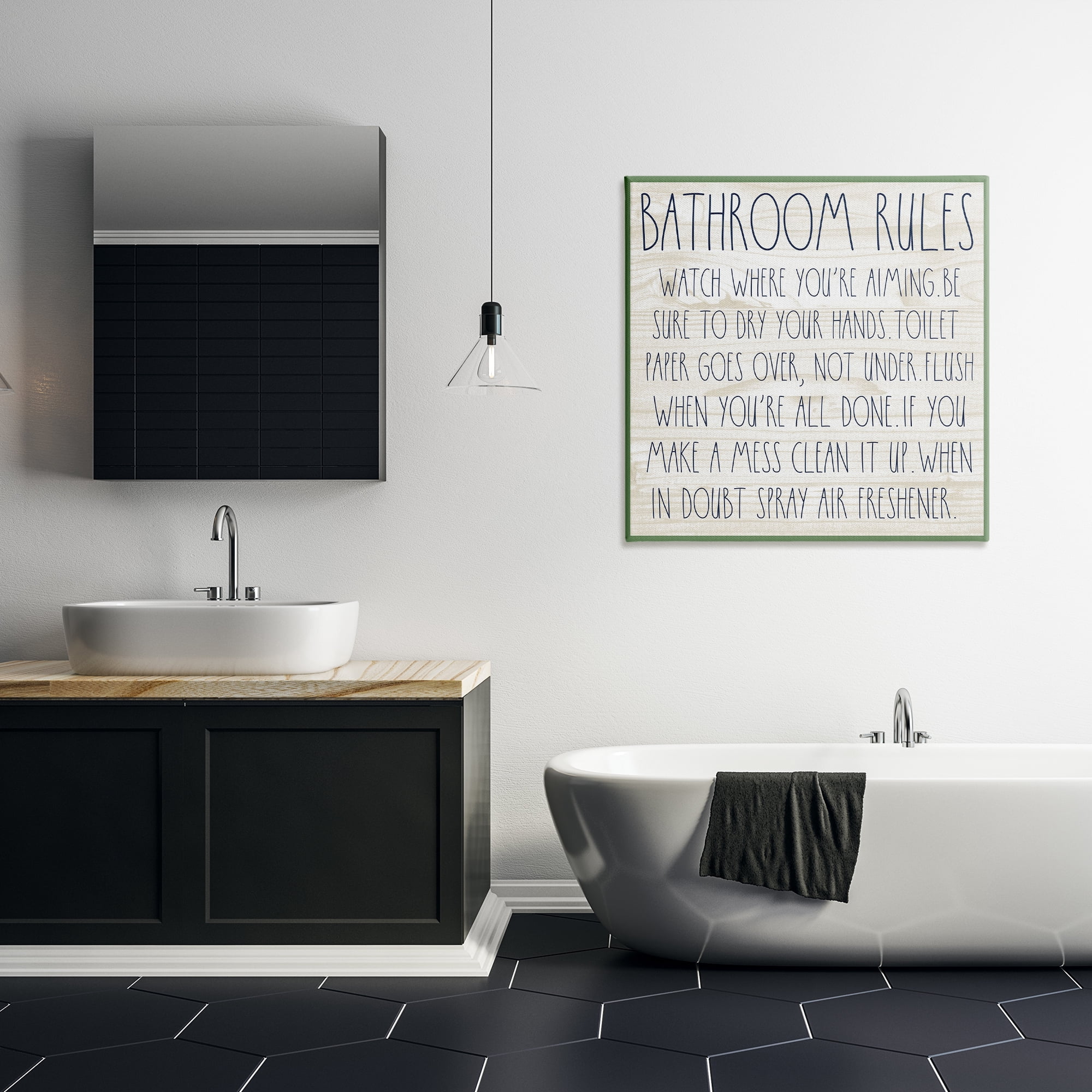 Stupell Industries Rustic Chic Bathroom Typography Painting Gallery Wrapped Canvas Art Print Wall Art, 30 x 30