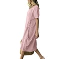 thumbnail image 3 of Dvprdro Crewneck Short Sleeve Side Drawstring Tie Hem Side Pockets Loose A Line Maxi Dress for Women 2026 Summer Beach Casual Solid, 3 of 7