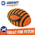 thumbnail image 3 of Pelota de fútbol de goma para perros Nerf con chirriador en espiral, naranja, 3 of 4