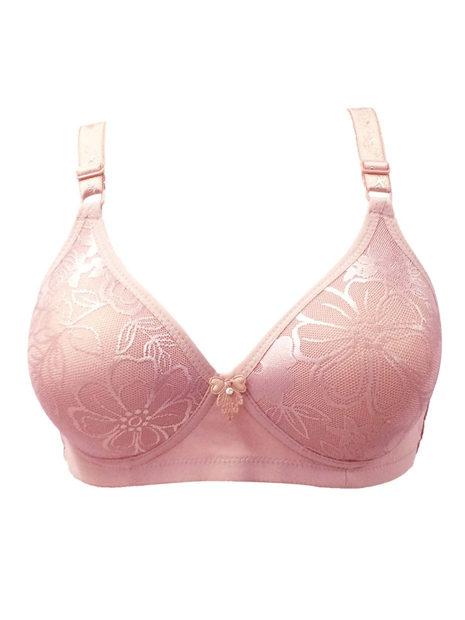 Womens Bra Full Cup Thin Underwear Plus Size Wireless Adjustable Bras,B,36 80 Pink 