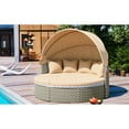 thumbnail image 2 of Luxury Patio With Coffee Pillows And Adjustable Table, Daybed Outdoor Sectional Two-tone Weave Seating, Retractable Canopy, 2 of 7